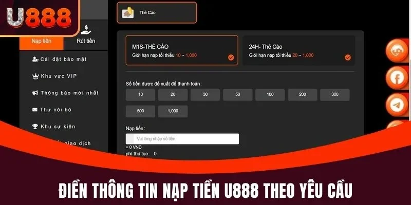 Nạp Tiền U888 - Hướng Dẫn Và Lưu Ý Cụ Thể, Hạn Chế Sai Sót 2 Điền tất cả thông tin nạp tiền U888 theo yêu cầu trên biểu mẫu